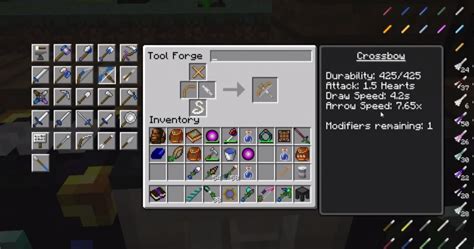 <b>Tinkers' Construct</b> adds various patterns which allows the player to make tool parts out of various materials such as Cactus, Paper and Obsidian. . Tinkers construct best crossbow